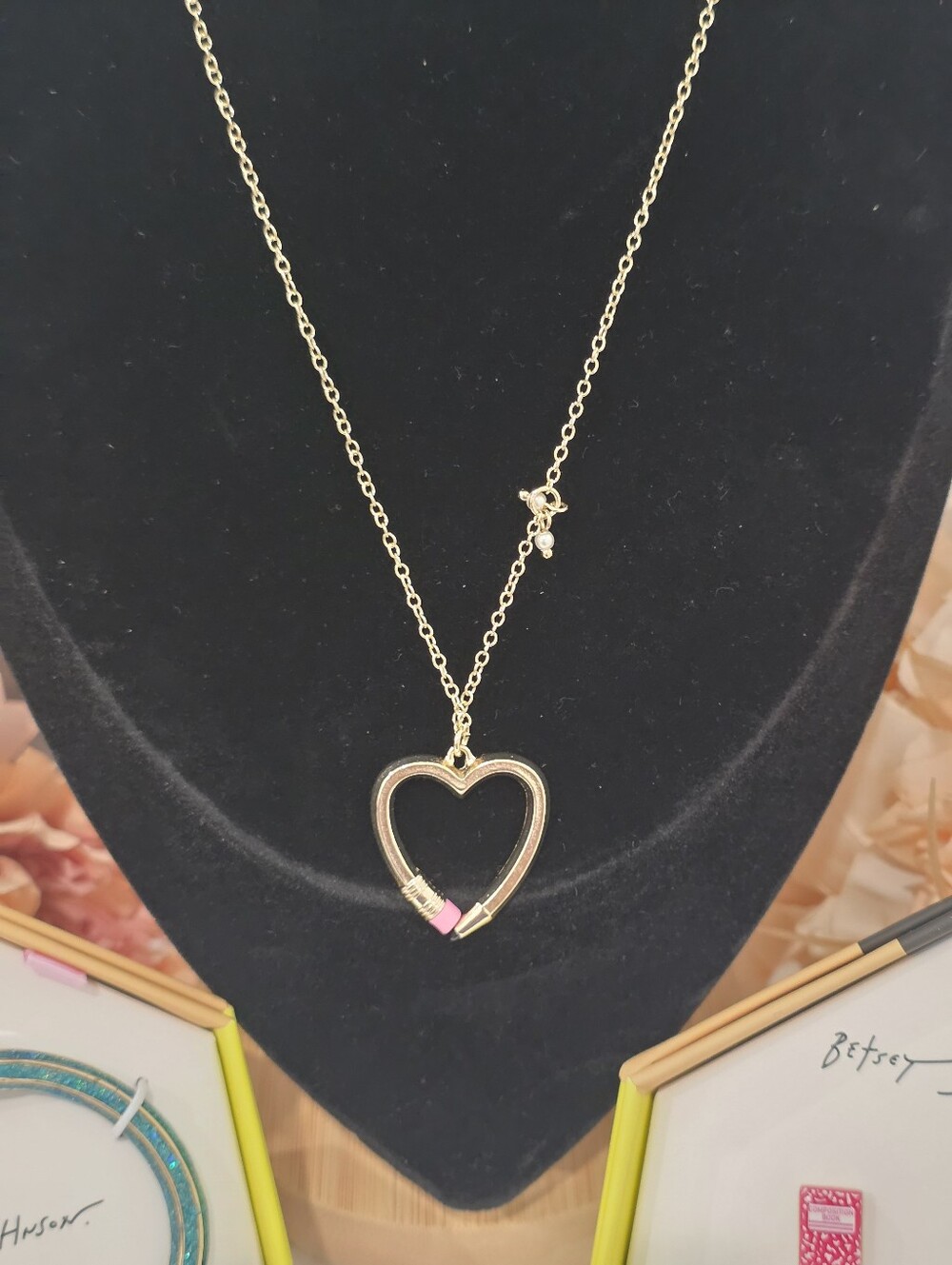 Betsey Johnson Gold Heart Pendant Necklace with Bracelet and Earrings Set - Picture 5 of 5